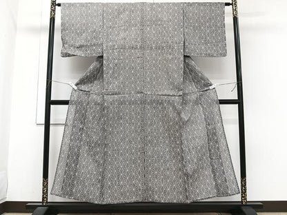 平和屋着物＊夏物　本場小千谷縮　麻の葉文　麻　逸品　CABI3874xi
