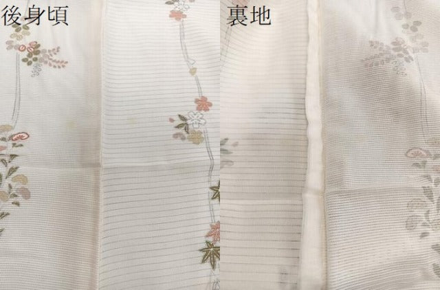 平和屋着物＊夏物　小紋　絽　花蝶文　銀彩　正絹　逸品　CABI3875xi
