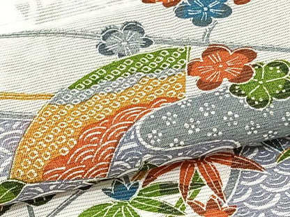 平和屋着物＊夏物　小紋　絽　流水風景花文　松竹梅　洗える着物　未使用　CABI3879xi