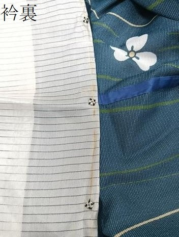 平和屋着物＊夏物　小紋　絽　よろけ縞花文　洗える着物　CABI3880xi