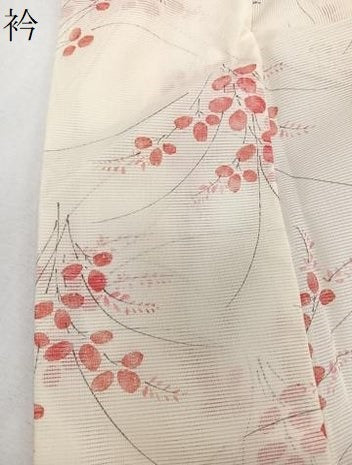 平和屋着物＊夏物　小紋　絽　草花文　洗える着物　CABI3881xi