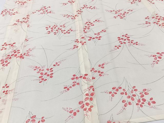 平和屋着物＊夏物　小紋　絽　草花文　洗える着物　CABI3881xi