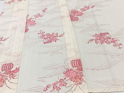 平和屋着物＊夏物　小紋　絽　立波飾花文　洗える着物　CABI3883xi