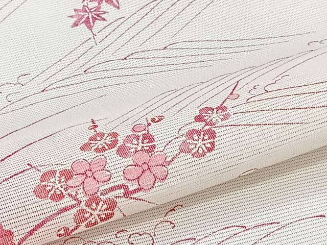 平和屋着物＊夏物　小紋　絽　立波飾花文　洗える着物　CABI3883xi