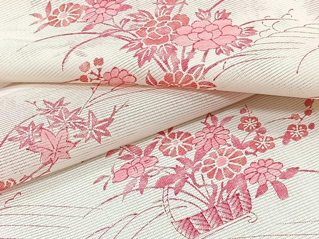 平和屋着物＊夏物　小紋　絽　立波飾花文　洗える着物　CABI3883xi