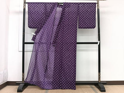 平和屋着物＊夏物　小紋　絽　矢羽十字文　洗える着物　CABI3884xi