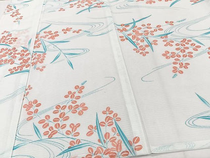 平和屋着物＊夏物　小紋　絽　流水萩文　洗える着物　CABI3885xi