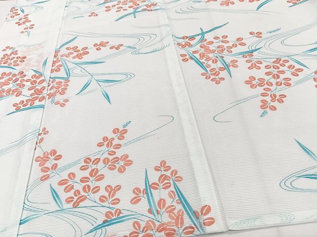 平和屋着物＊夏物　小紋　絽　流水萩文　洗える着物　CABI3885xi