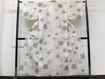 平和屋着物＊夏物　小紋　紗　楓文　洗える着物　CABI3887xi