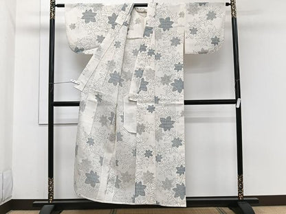 平和屋着物＊夏物　小紋　紗　楓文　洗える着物　CABI3887xi