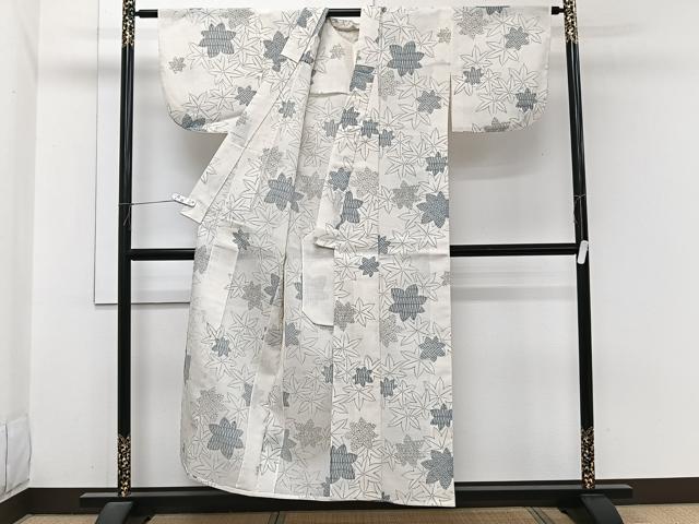 平和屋着物＊夏物　小紋　紗　楓文　洗える着物　CABI3887xi