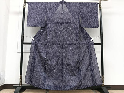 平和屋着物＊夏物　小紋　絽　斜線文　洗える着物　CABI3888xi