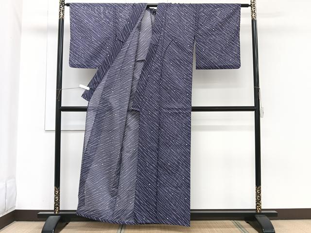 平和屋着物＊夏物　小紋　絽　斜線文　洗える着物　CABI3888xi