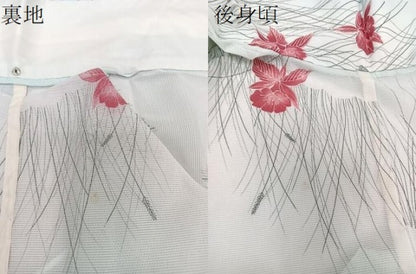 平和屋着物＊夏物　小紋　絽　草花文　洗える着物　CABI3889xi