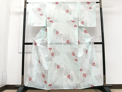 平和屋着物＊夏物　小紋　絽　草花文　洗える着物　CABI3889xi