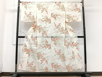平和屋着物＊夏物　小紋　絽　流水萩文　洗える着物　CABI3890xi