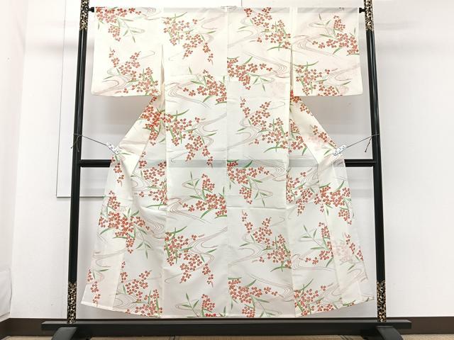 平和屋着物＊夏物　小紋　絽　流水萩文　洗える着物　CABI3890xi