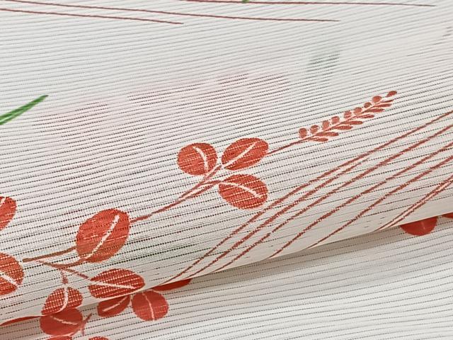 平和屋着物＊夏物　小紋　絽　流水萩文　洗える着物　CABI3890xi