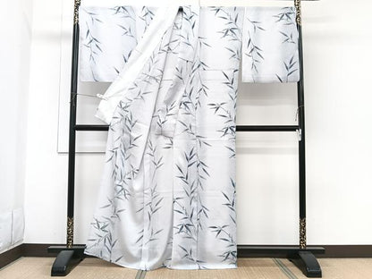 平和屋着物＊夏物　小紋　絽　笹花文　洗える着物　CABI3892xi