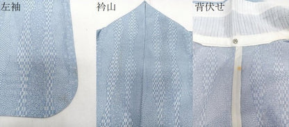 平和屋着物＊夏物　江戸小紋　絽　よろけ縞花文　洗える着物　CABI3893xi