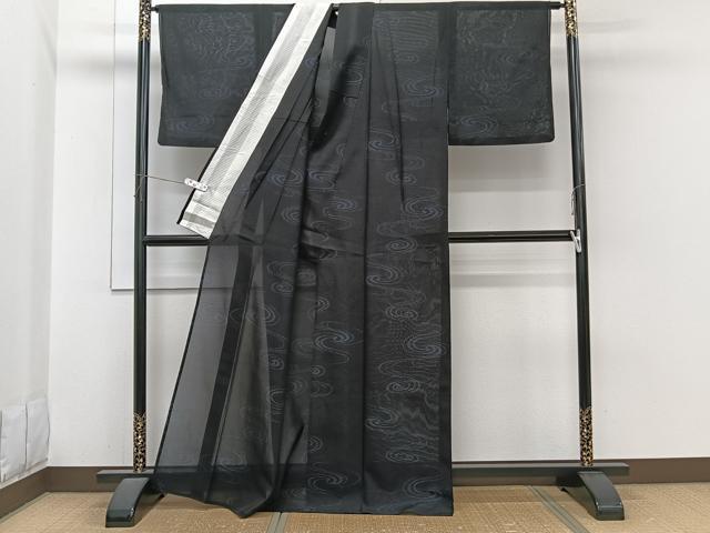 平和屋着物＊夏物　本場大島紬　夏大島　流水文　正絹　逸品　CABI3895xi
