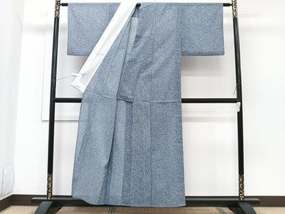 平和屋着物＊夏物　小紋　絽　縞　洗える着物　CABI3902xi