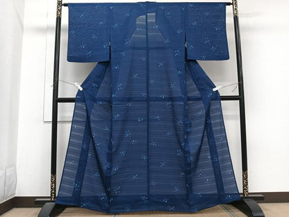 平和屋着物＊夏物　小紋　変わり絽　草花文　洗える着物　CABI3903xi