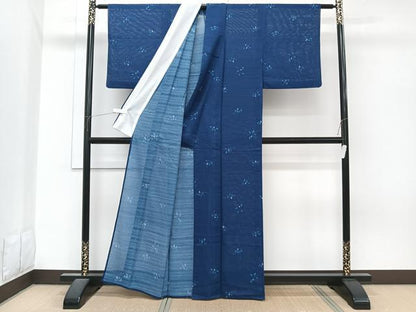 平和屋着物＊夏物　小紋　変わり絽　草花文　洗える着物　CABI3903xi