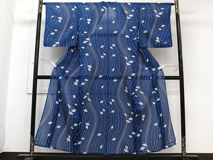 平和屋着物＊夏物　小紋　絽　流水番傘　洗える着物　CABI3906xi