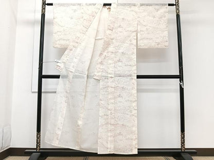 平和屋着物＊夏物　小紋　絽　渡橋人物風景文　洗える着物　CABI3907xi