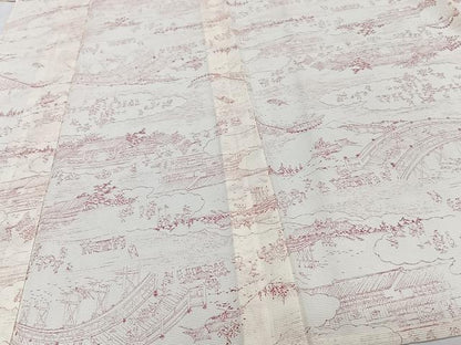 平和屋着物＊夏物　小紋　絽　渡橋人物風景文　洗える着物　CABI3907xi