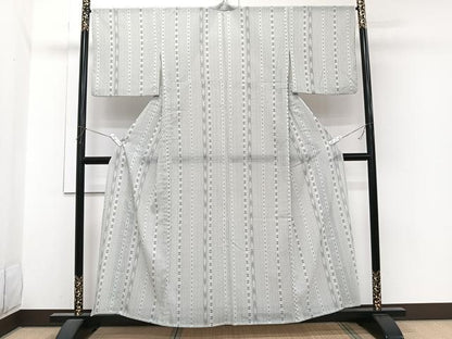 平和屋着物＊夏物　小紋　紗　間道幾何学文　洗える着物　CABI3908xi