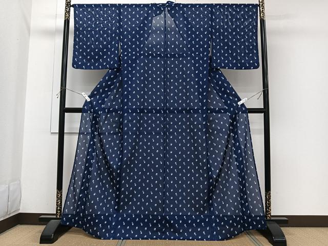 平和屋着物＊夏物　小紋　絽　小花尽くし　洗える着物　CABI3910xi