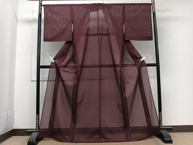 平和屋着物＊夏物　色無地　絽　葡萄茶色　洗える着物　未使用　CABI3912xi