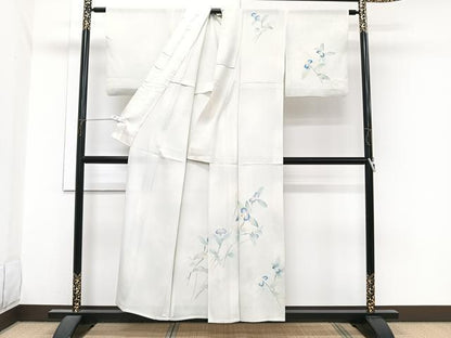 平和屋着物＊夏物　訪問着　絽　刺繍　枝草花　暈し染め　正絹　逸品　CABI3914xi