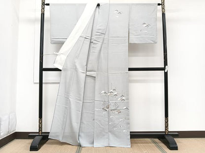 平和屋着物＊夏物　訪問着　絽　友禅　立波船松文　正絹　逸品　CABI3915xi