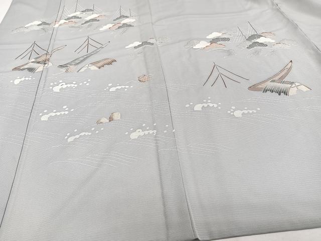 平和屋着物＊夏物　訪問着　絽　友禅　立波船松文　正絹　逸品　CABI3915xi