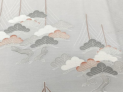 平和屋着物＊夏物　訪問着　絽　友禅　立波船松文　正絹　逸品　CABI3915xi