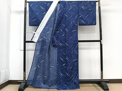 平和屋着物＊夏物　小紋　絽　抽象文　洗える着物　CABI3916xi