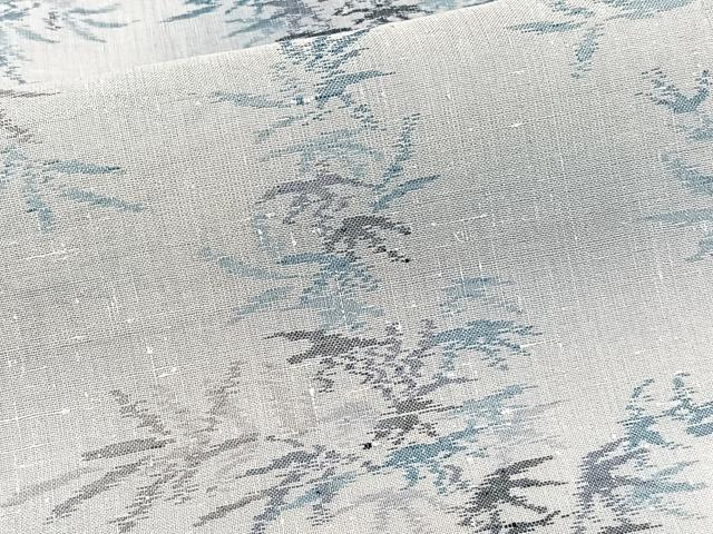 平和屋着物＊夏物　夏結城　枝笹文　小千谷織物　反端付き　正絹　逸品　CABI3918xi