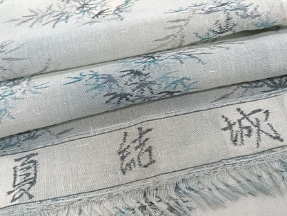 平和屋着物＊夏物　夏結城　枝笹文　小千谷織物　反端付き　正絹　逸品　CABI3918xi