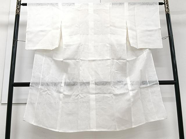 平和屋着物＊夏物　長襦袢　流水風景花紋紗　白練色　麻　逸品　CABI3919xi