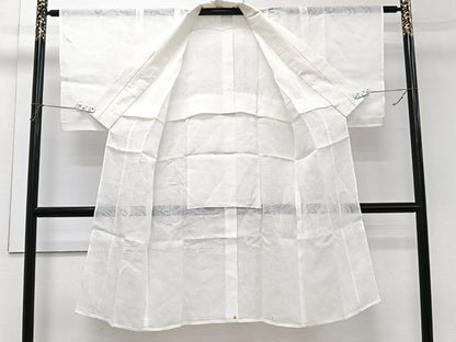 平和屋着物＊夏物　長襦袢　流水風景花紋紗　白練色　麻　逸品　CABI3919xi