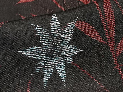 平和屋着物＊夏物　小紋　紗　枝草花文　黒地　正絹　逸品　CABI3921xi