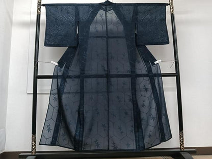 平和屋着物＊夏物　小紋　紗　亀甲笹文　正絹　逸品　CABI3922xi