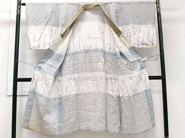 平和屋着物＊夏物　男性　長襦袢　絞り　横段亀甲文　麻　逸品　CABI3923xi