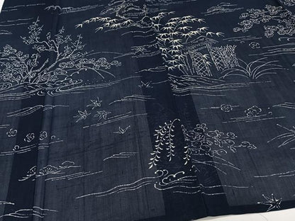 平和屋着物＊夏物　訪問着　紗紬　風景文　松竹梅　正絹　逸品　CABI3925xi