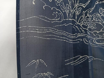 平和屋着物＊夏物　訪問着　紗紬　風景文　松竹梅　正絹　逸品　CABI3925xi
