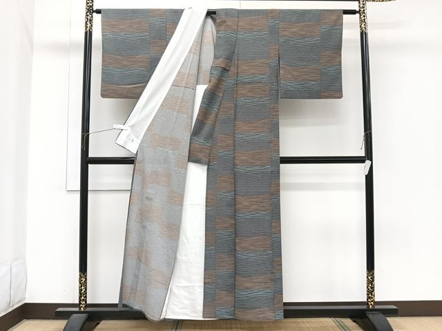 平和屋着物＊夏物　洗える最高級着物　＜英＞はなぶさ謹製　小紋　絽　変わりよろけ縞　洗える着物　CABI3928xi