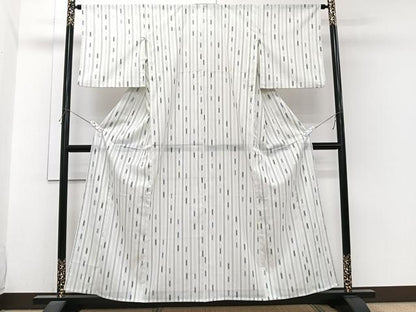 平和屋着物＊夏物　小紋　絽　矢羽文　洗える着物　CABI3931xi